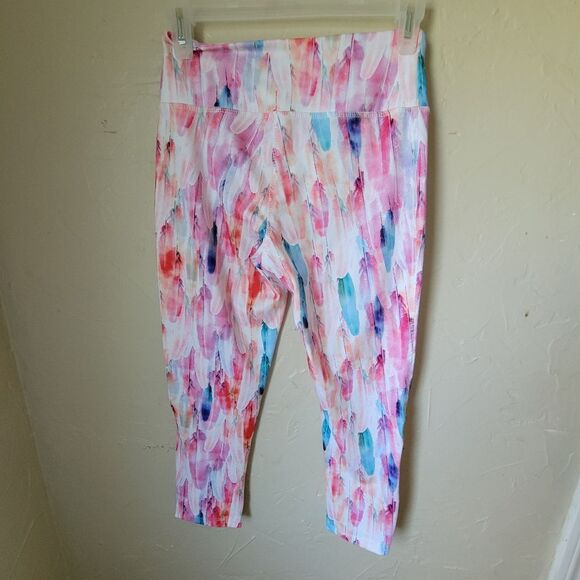 Madden NYC painted feathers print leggings, size S.  Like new - Picture 3 of 4